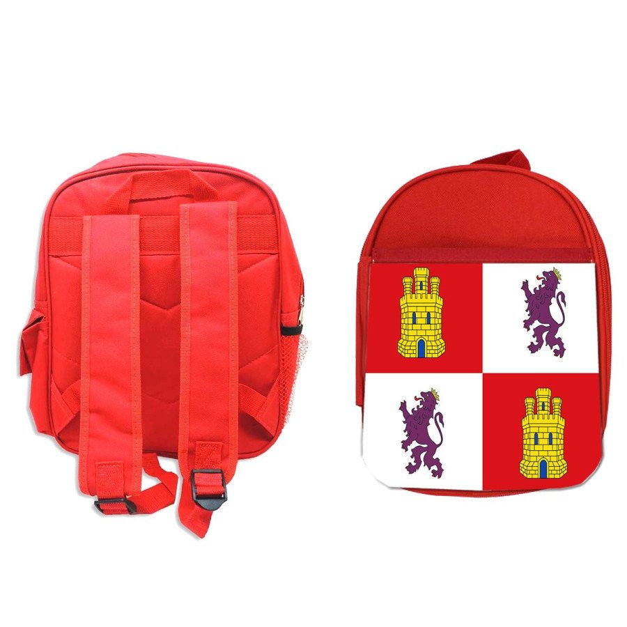 Pack Mochila Roja y Estuche bandera de castilla y leon españa comunidad autonoma material escolar