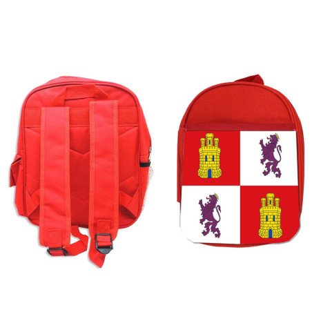 Pack Mochila Roja y Estuche bandera de castilla y leon españa comunidad autonoma material escolar