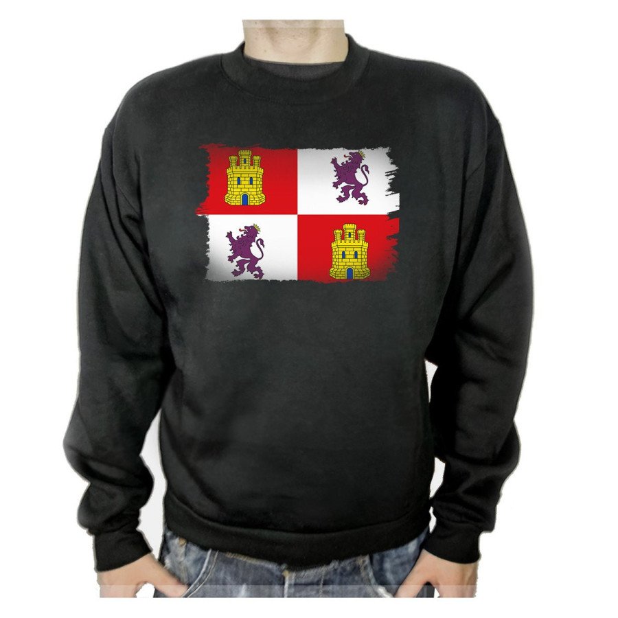 SUDADERA NEGRA bandera de castilla y leon españa comunidad autonoma adulto poliester algodón personalizada
