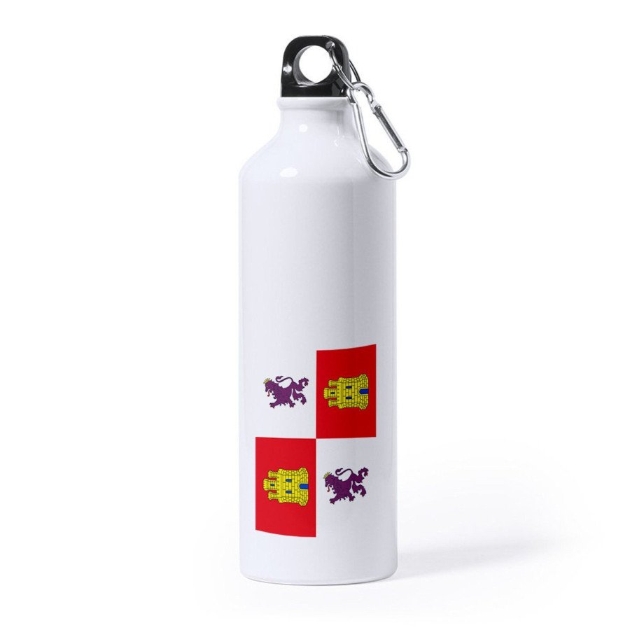 Bidón Grande 800 ml acero inoxidable bandera de castilla y leon españa comunidad autonoma deporte deportivo mosqueton botella
