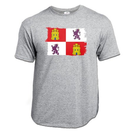 CAMISETA Gris mezcla bandera de castilla y leon españa comunidad autonoma moda verano personalizada