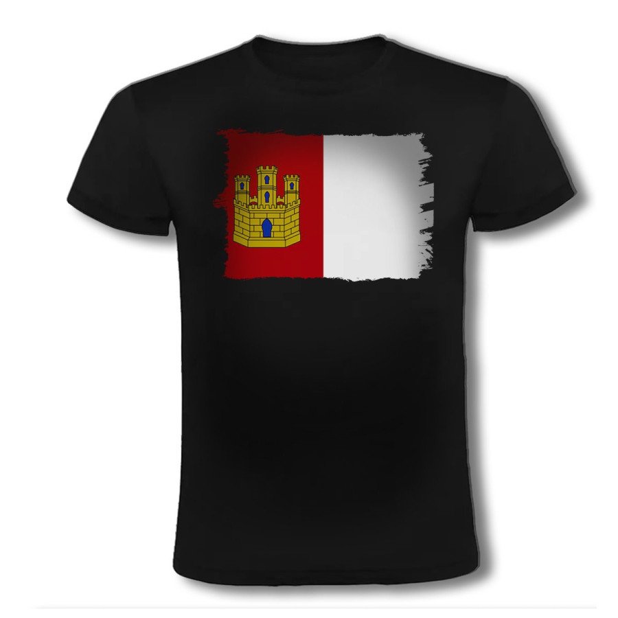 CAMISETA NEGRA bandera castilla la mancha españa comunidad autonoma moda verano personalizada