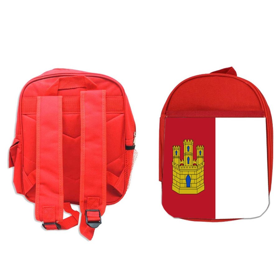 Pack Mochila Roja y Estuche bandera castilla la mancha españa comunidad autonoma material escolar