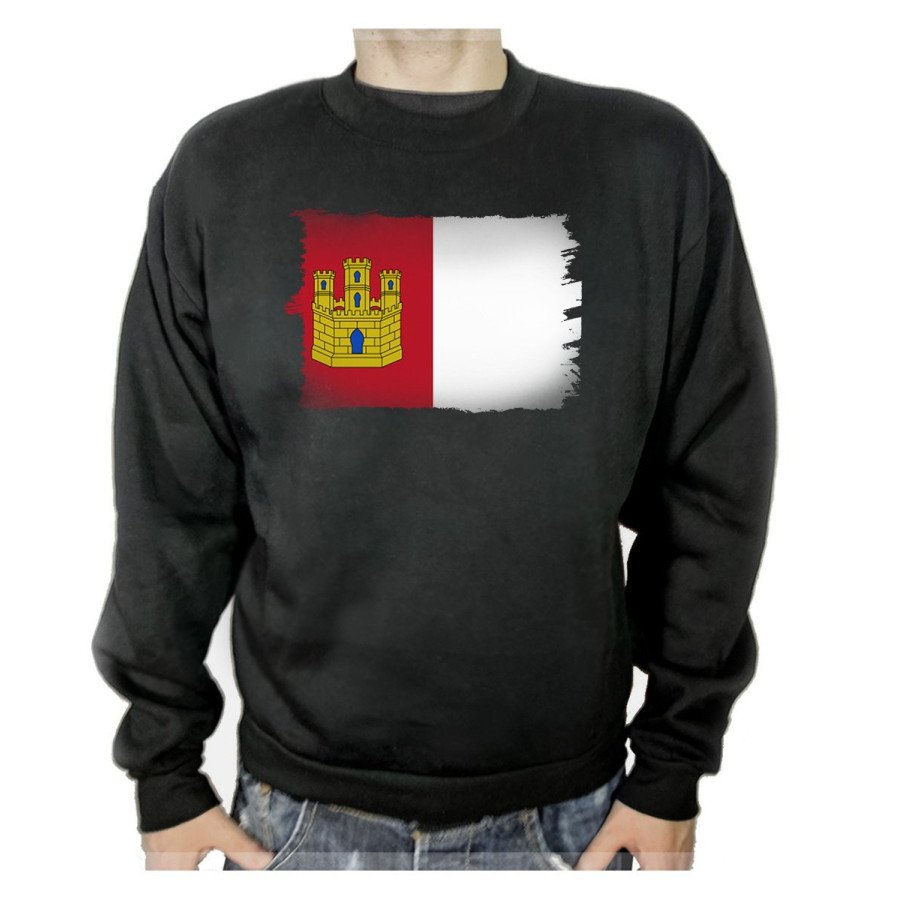 SUDADERA NEGRA bandera castilla la mancha españa comunidad autonoma adulto poliester algodón personalizada