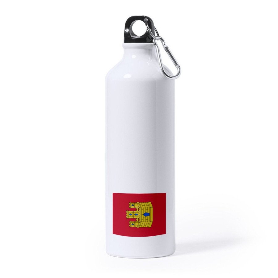 Bidón Grande 800 ml acero inoxidable bandera castilla la mancha españa comunidad autonoma deporte deportivo mosqueton botella