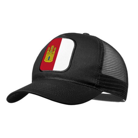 Gorra NEGRA con rejilla bandera castilla la mancha españa comunidad autonoma moda deporte