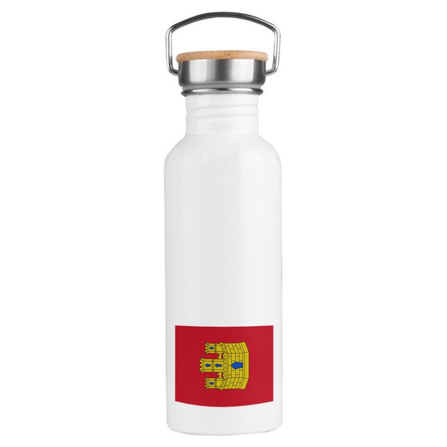 Bidón 750 ml acero inoxidable estilo retro bandera castilla la mancha españa comunidad autonoma deporte deportivo botella