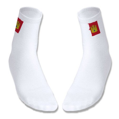 Par de calcetines suaves talla S-M bandera castilla la mancha españa comunidad autonoma deportivos moda poliester