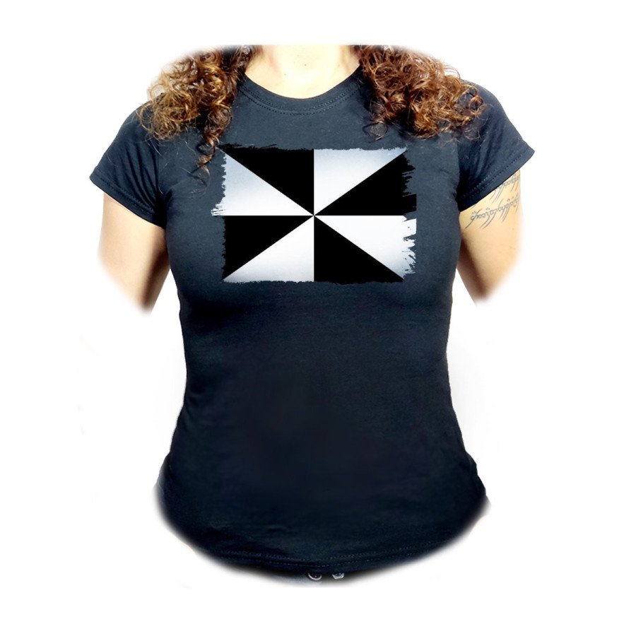 CAMISETA NEGRA MUJER bandera de ceuta españa comunidad autonoma oferta personalizada