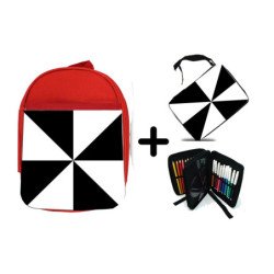 Pack Mochila Roja y Estuche bandera de ceuta españa comunidad autonoma material escolar