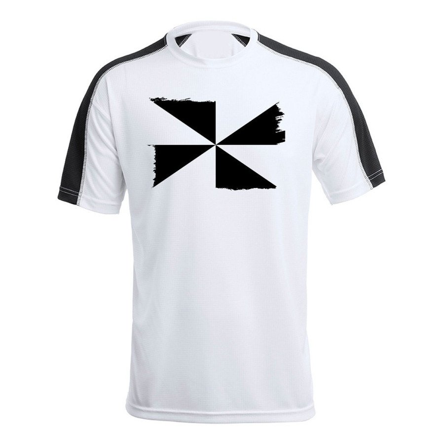 CAMISETA técnica franja mangas NEGRA bandera de ceuta españa comunidad autonoma personalizada