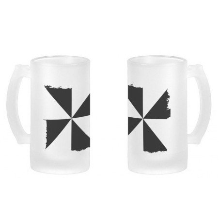 Jarra cerveza cristal bandera de ceuta españa comunidad autonoma esmerilada esmerilado 500ml