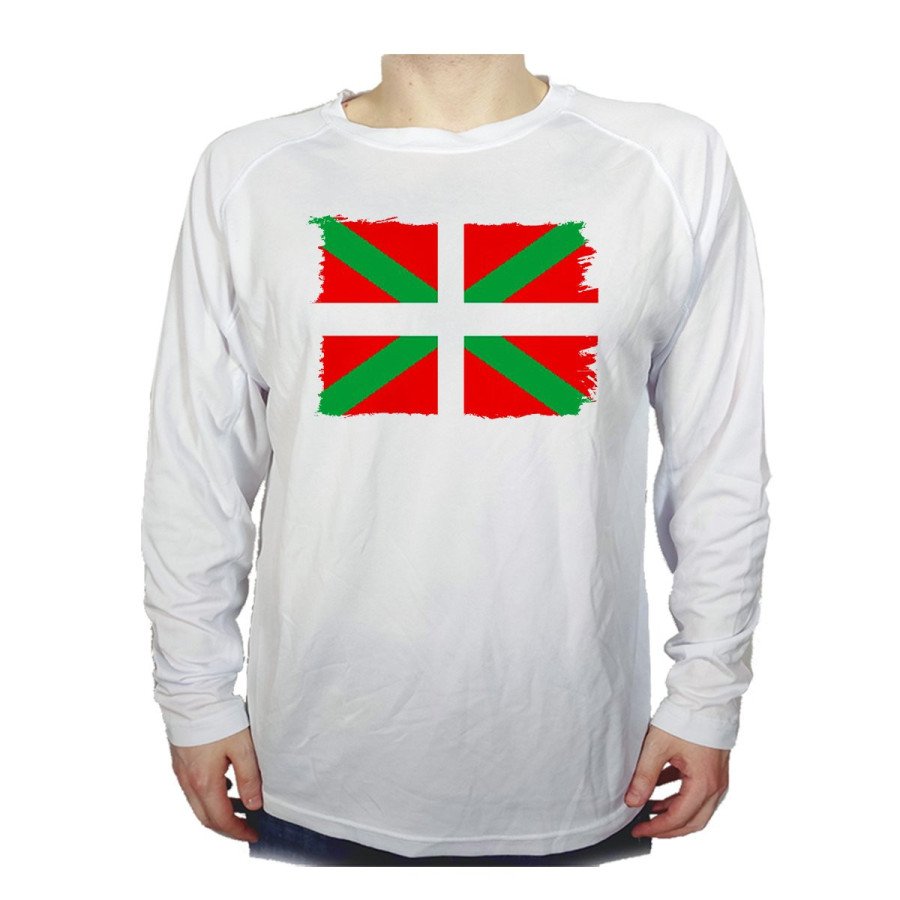 CAMISETA MANGA LARGA bandera de euskadi españa comunidad autonoma vasca personalizada