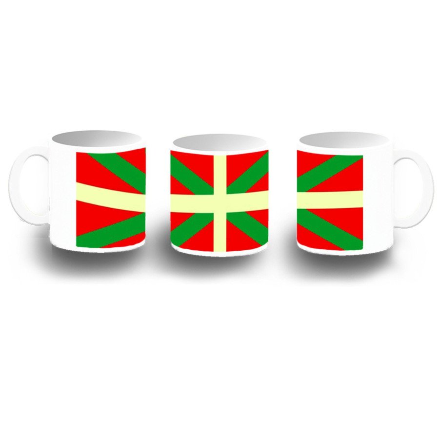 Taza fotoluminiscente bandera de euskadi españa comunidad autonoma vasca BRILLA OSCURIDAD