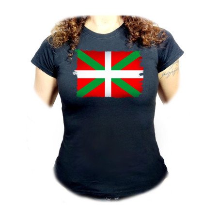 CAMISETA NEGRA MUJER bandera de euskadi españa comunidad autonoma vasca oferta personalizada