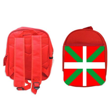 Pack Mochila Roja y Estuche bandera de euskadi españa comunidad autonoma vasca material escolar