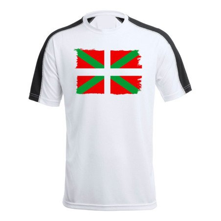 CAMISETA técnica franja mangas NEGRA bandera de euskadi españa comunidad autonoma vasca personalizada
