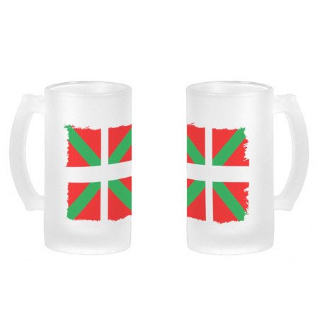 Jarra cerveza cristal bandera de euskadi españa comunidad autonoma vasca esmerilada esmerilado 500ml
