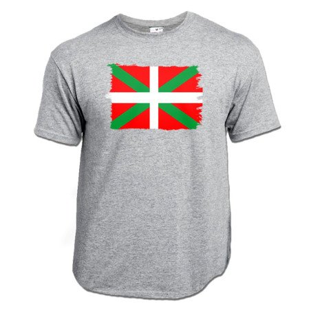 CAMISETA Gris mezcla bandera de euskadi españa comunidad autonoma vasca moda verano personalizada
