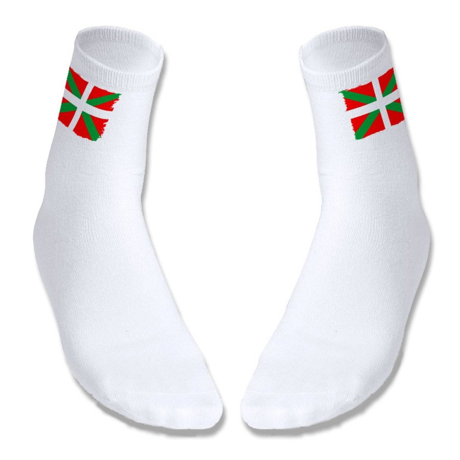 Par de calcetines suaves talla S-M bandera de euskadi españa comunidad autonoma vasca deportivos moda poliester