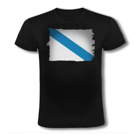 CAMISETA NEGRA bandera de galicia españa comunidad autonoma moda verano personalizada