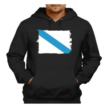 SUDADERA NEGRA con CAPUCHA bandera de galicia españa comunidad autonoma adulto poliester algodón personalizada