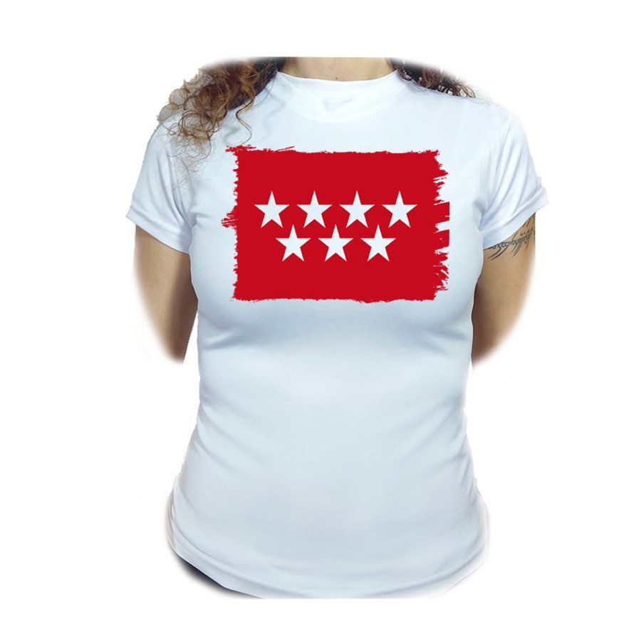 CAMISETA MUJER bandera de madrid españa comunidad autonoma moda personalizada
