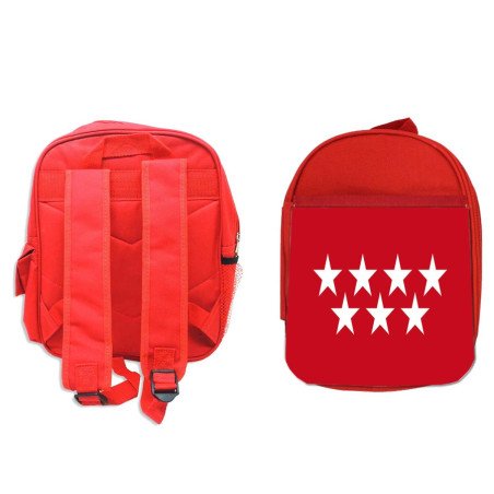 Mochila Roja bandera de madrid españa comunidad autonoma escolar personalizado