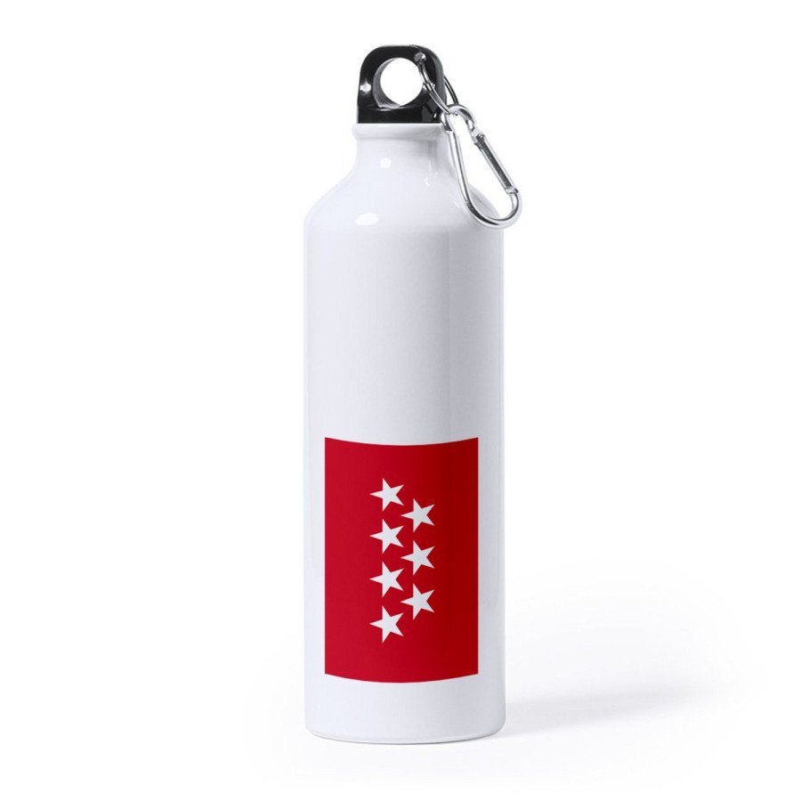 Bidón Grande 800 ml acero inoxidable bandera de madrid españa comunidad autonoma deporte deportivo mosqueton botella