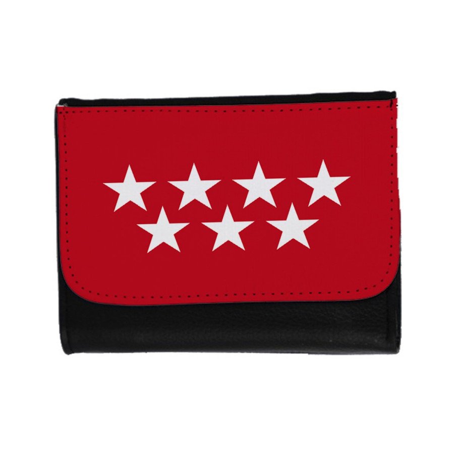 Billetera Billetero bandera de madrid españa comunidad autonoma unisex negro monedero