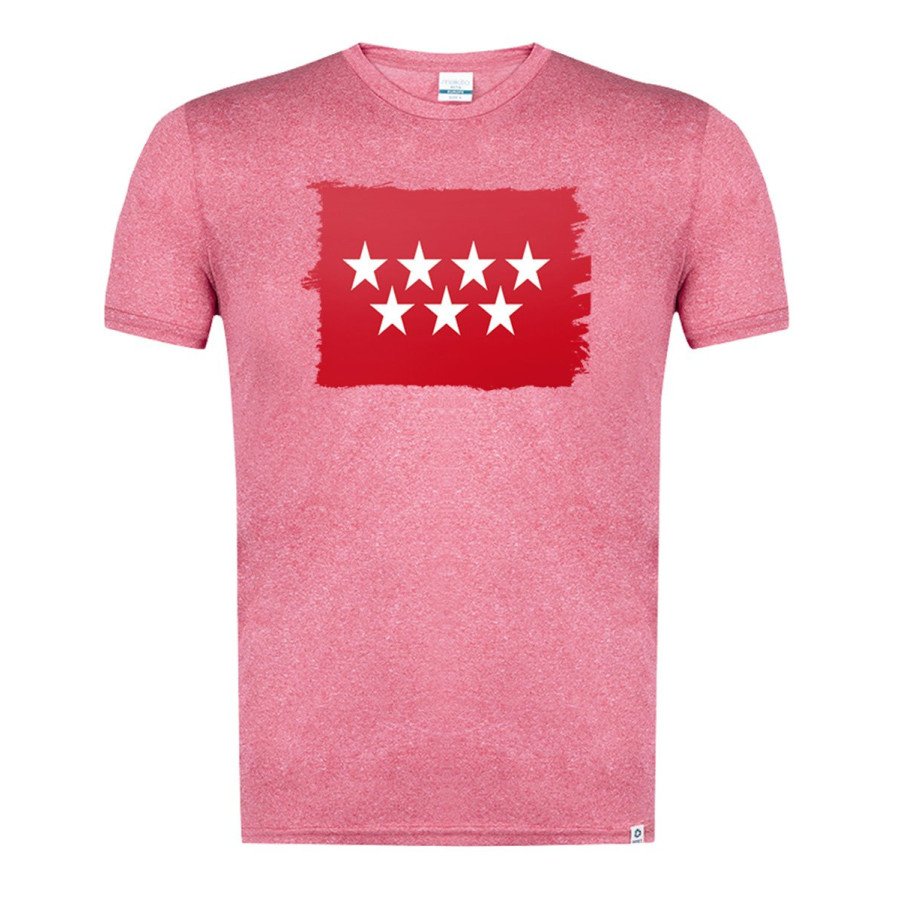 CAMISETA Roja mezcla bandera de madrid españa comunidad autonoma moda verano tshirt