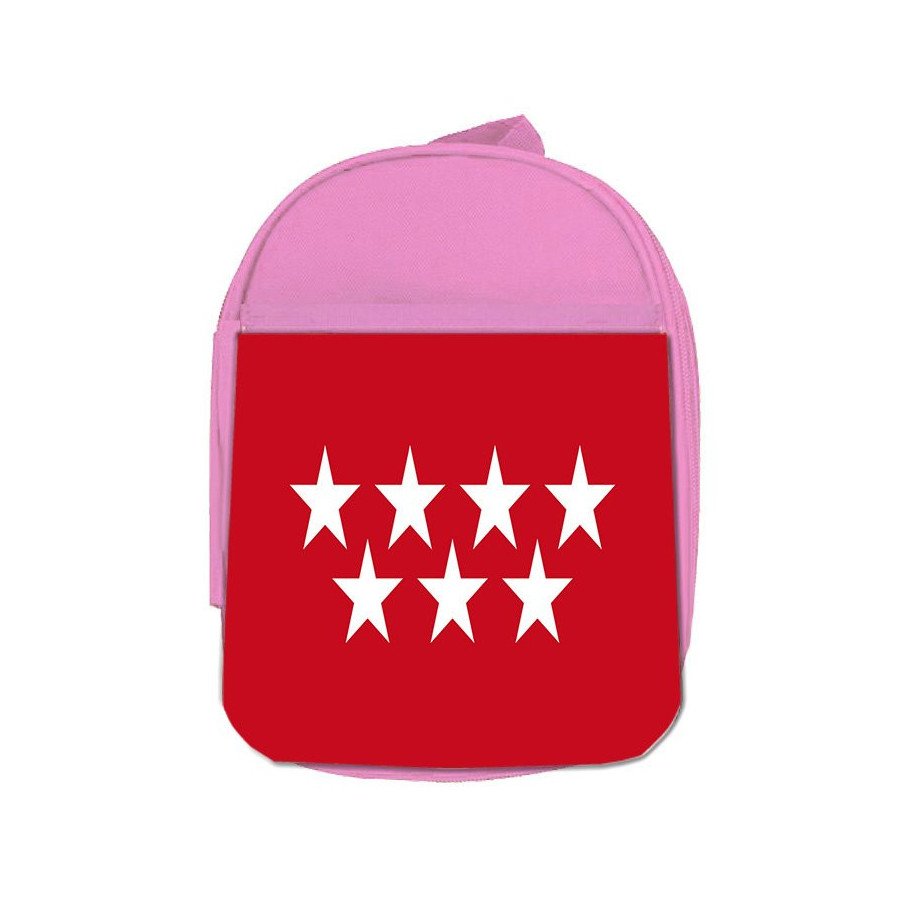 Mochila Rosa bandera de madrid españa comunidad autonoma escolar personalizado picnic excursión deporte