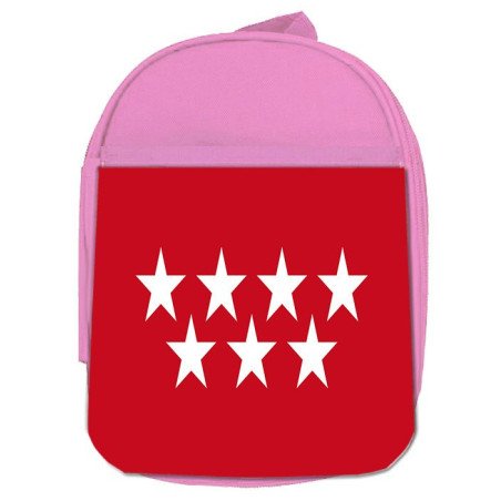 Mochila Rosa bandera de madrid españa comunidad autonoma escolar personalizado picnic excursión deporte