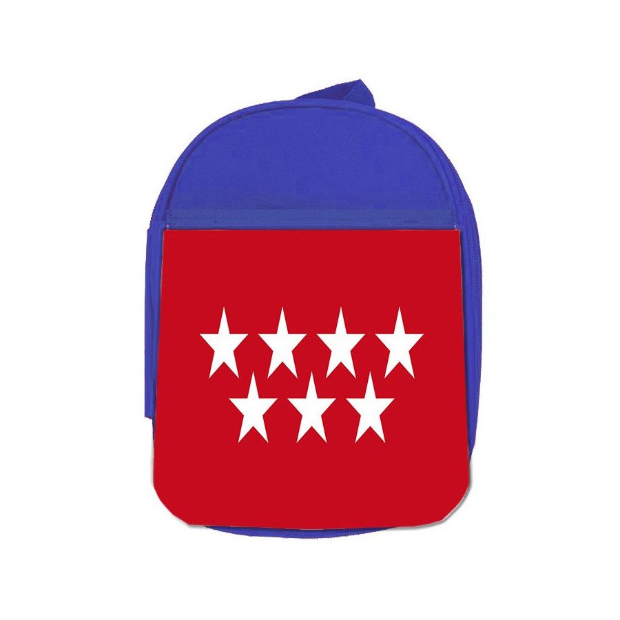 Mochila Azul bandera de madrid españa comunidad autonoma escolar personalizado picnic excursión deporte