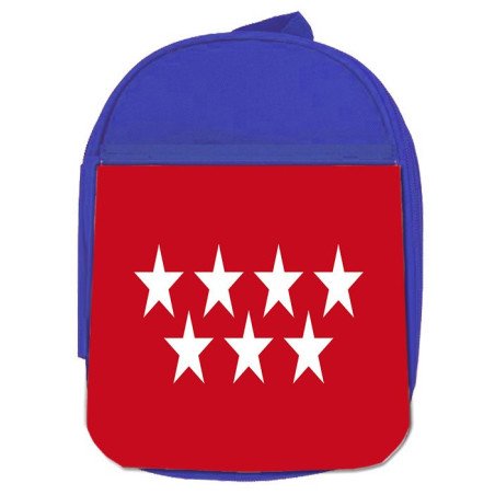 Mochila Azul bandera de madrid españa comunidad autonoma escolar personalizado picnic excursión deporte