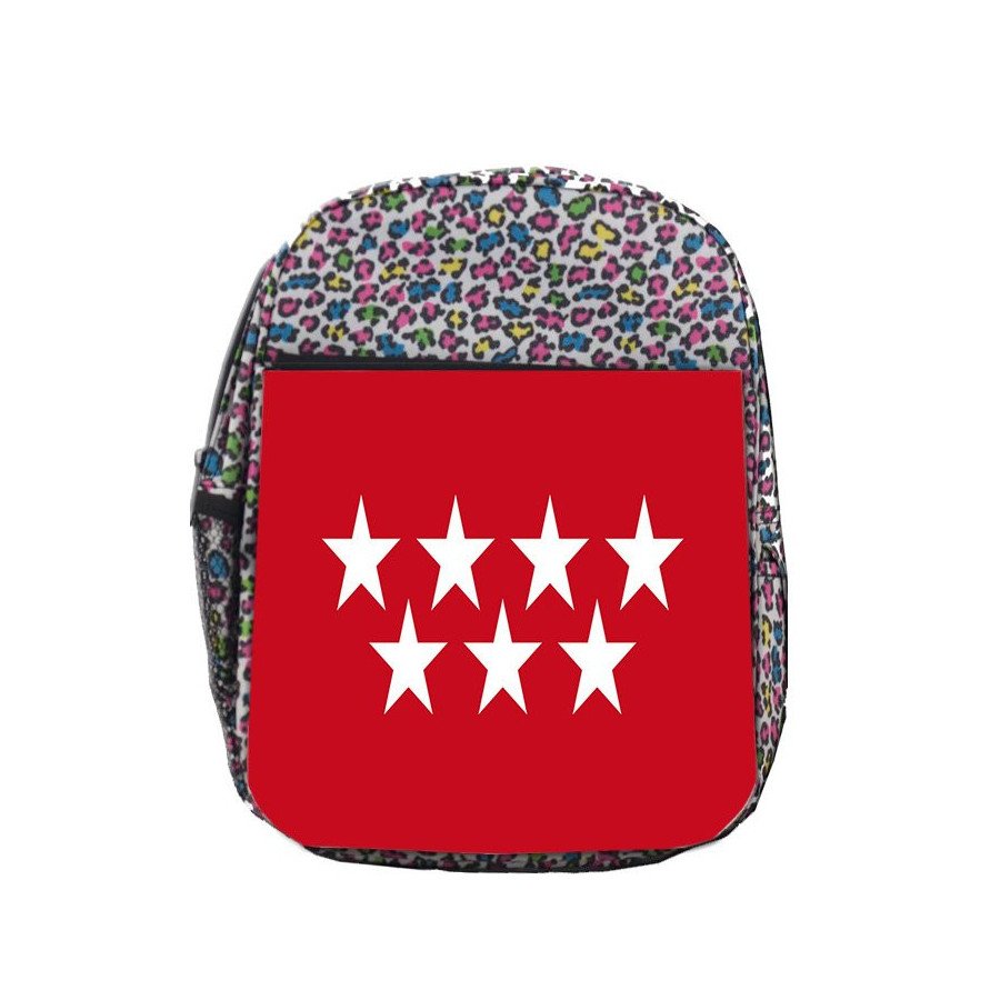 Mochila LUNARES ESTAMPADO bandera de madrid españa comunidad autonoma escolar personalizado picnic excursión deporte