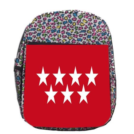 Mochila LUNARES ESTAMPADO bandera de madrid españa comunidad autonoma escolar personalizado picnic excursión deporte