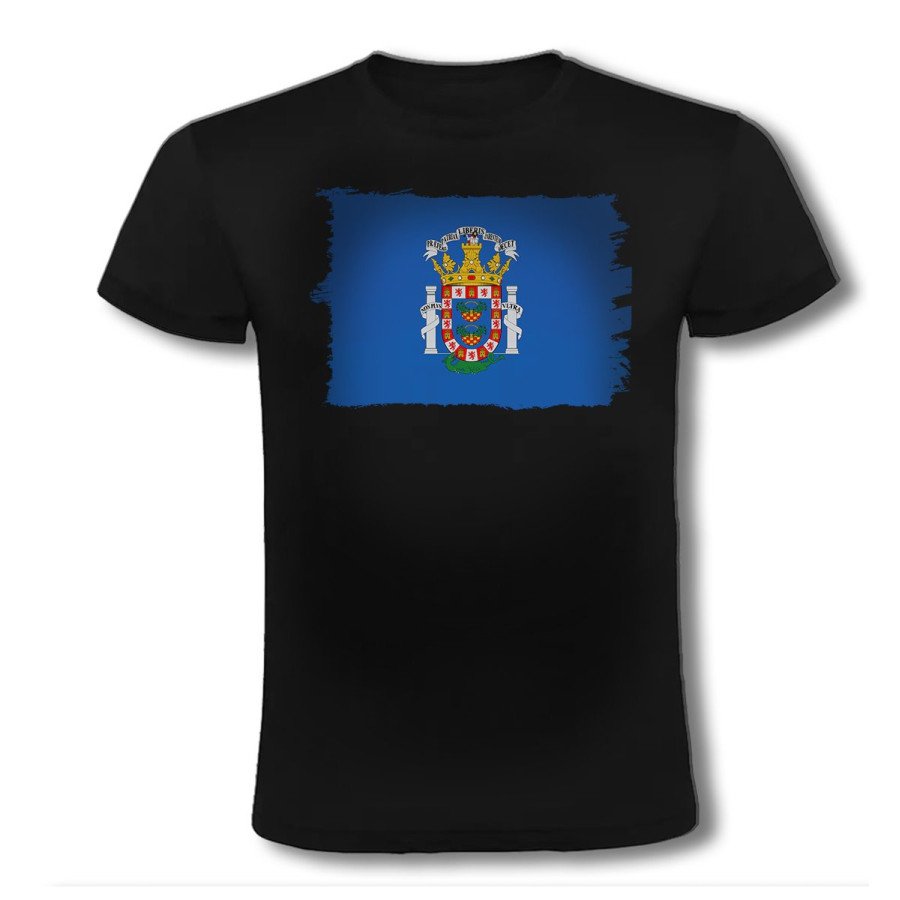 CAMISETA NEGRA bandera de melilla españa comunidad autonoma moda verano personalizada