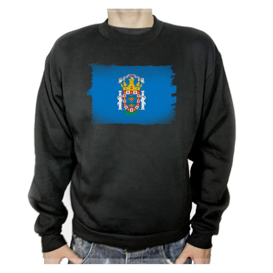 SUDADERA NEGRA bandera de melilla españa comunidad autonoma adulto poliester algodón personalizada