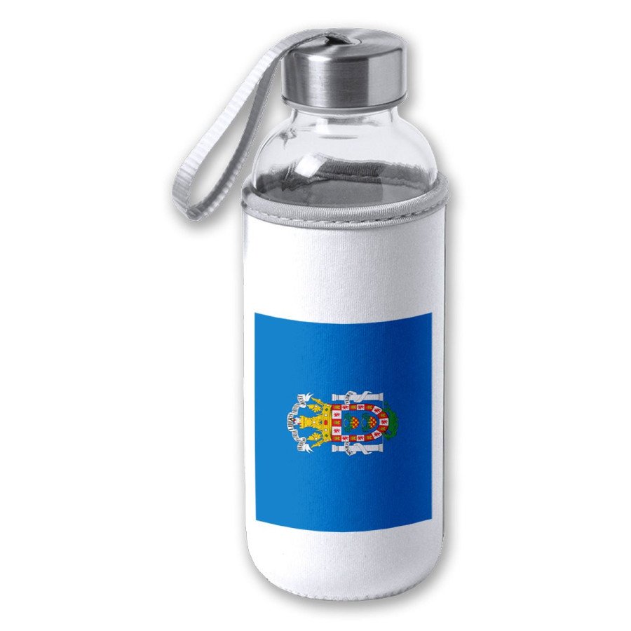 Bidón de 420 ml con Funda de neopreno bandera de melilla españa comunidad autonoma tapon seguridad