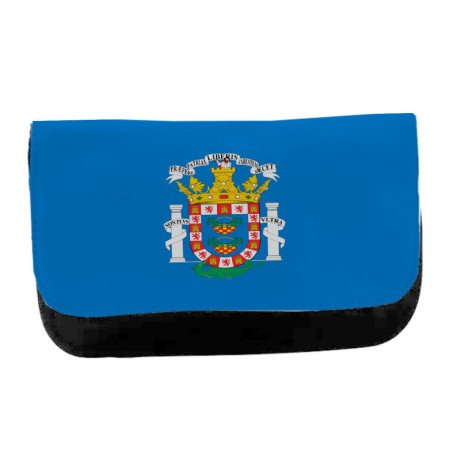 Estuche Neceser de lona bandera de melilla españa comunidad autonoma unisex negro bolsa aseo multiusos