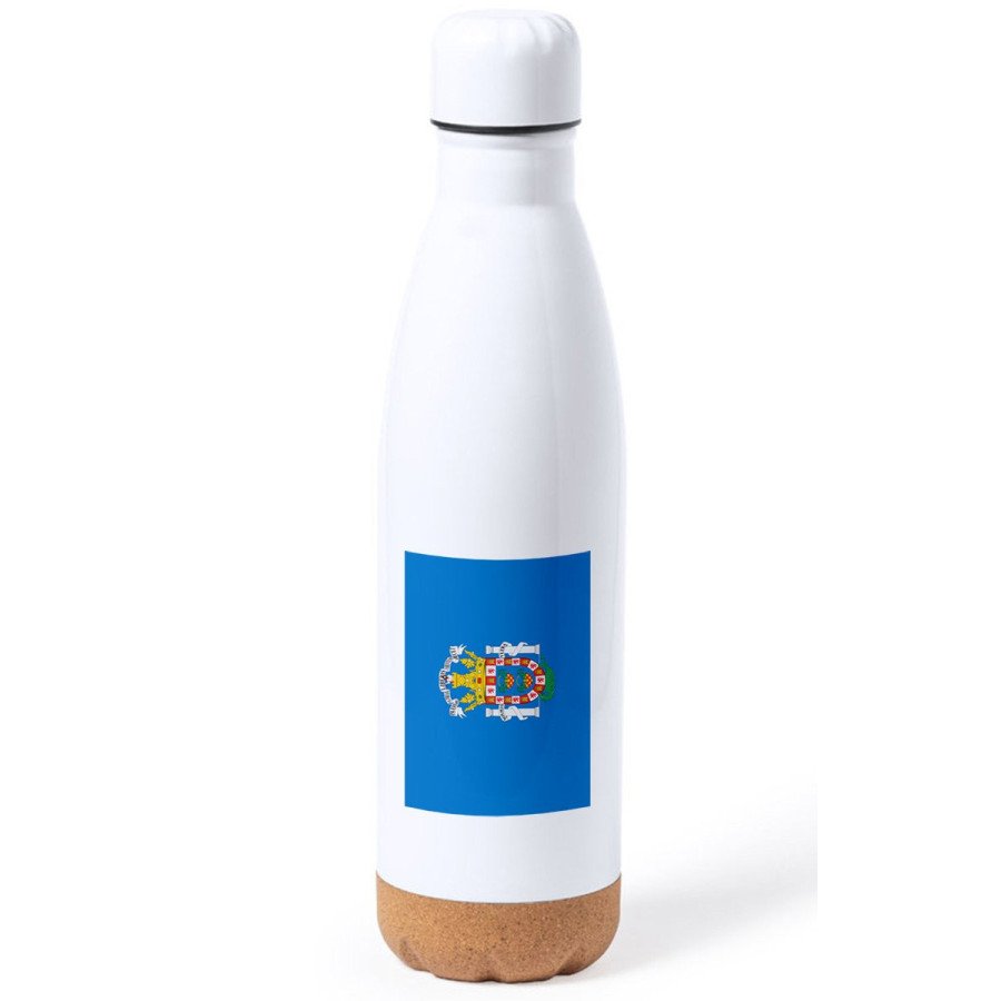 Bidón 750 ml acero inoxidable adorno de corcho bandera de melilla españa comunidad autonoma tapon botella