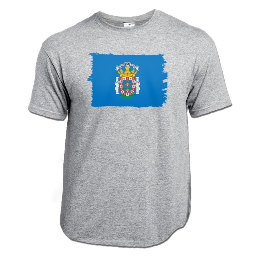CAMISETA Gris mezcla bandera de melilla españa comunidad autonoma moda verano personalizada