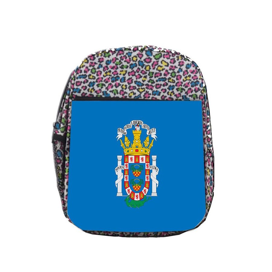Mochila LUNARES ESTAMPADO bandera de melilla españa comunidad autonoma escolar personalizado picnic excursión deporte