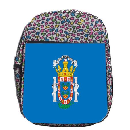 Mochila LUNARES ESTAMPADO bandera de melilla españa comunidad autonoma escolar personalizado picnic excursión deporte