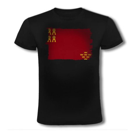 CAMISETA NEGRA bandera de murcia españa comunidad autonoma moda verano personalizada