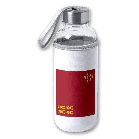 Bidón de 420 ml con Funda de neopreno bandera de murcia españa comunidad autonoma tapon seguridad