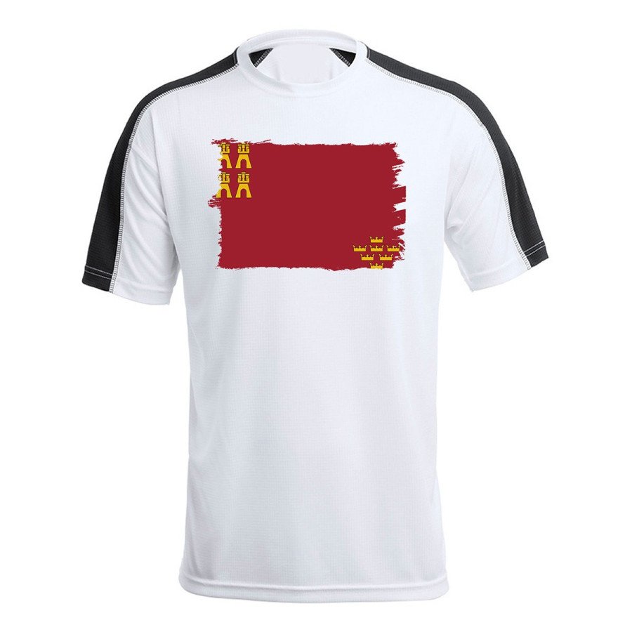 CAMISETA técnica franja mangas NEGRA bandera de murcia españa comunidad autonoma personalizada
