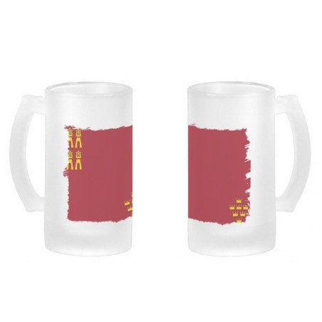 Jarra cerveza cristal bandera de murcia españa comunidad autonoma esmerilada esmerilado 500ml