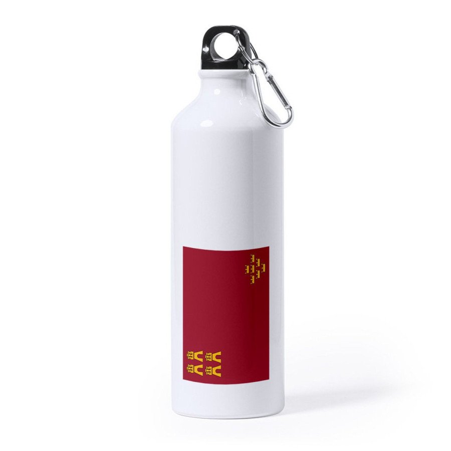 Bidón Grande 800 ml acero inoxidable bandera de murcia españa comunidad autonoma deporte deportivo mosqueton botella